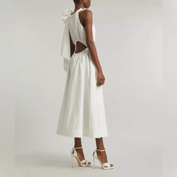 Aje Revolve Henriette Tie-Neck Halter Cut-Out Waist Midi Dress Small Ivory - Picture 13 of 15